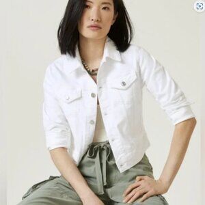 Anthropologie Edwin $198 Denim Jacket Evie Optic White, Large, NWT